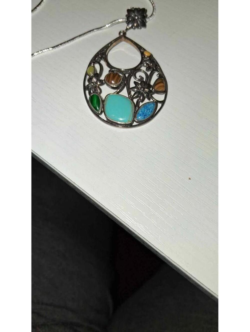 Multistone Floral teardrop pendent